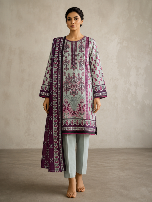 Premium Stitched 2-Piece Suit with Printed Dupatta