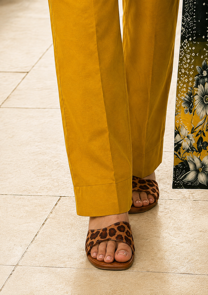 Premium Stitched 3-Piece /  Mustard Yellow + Deep Charcoal Green + Grey &amp; White Floral Accents